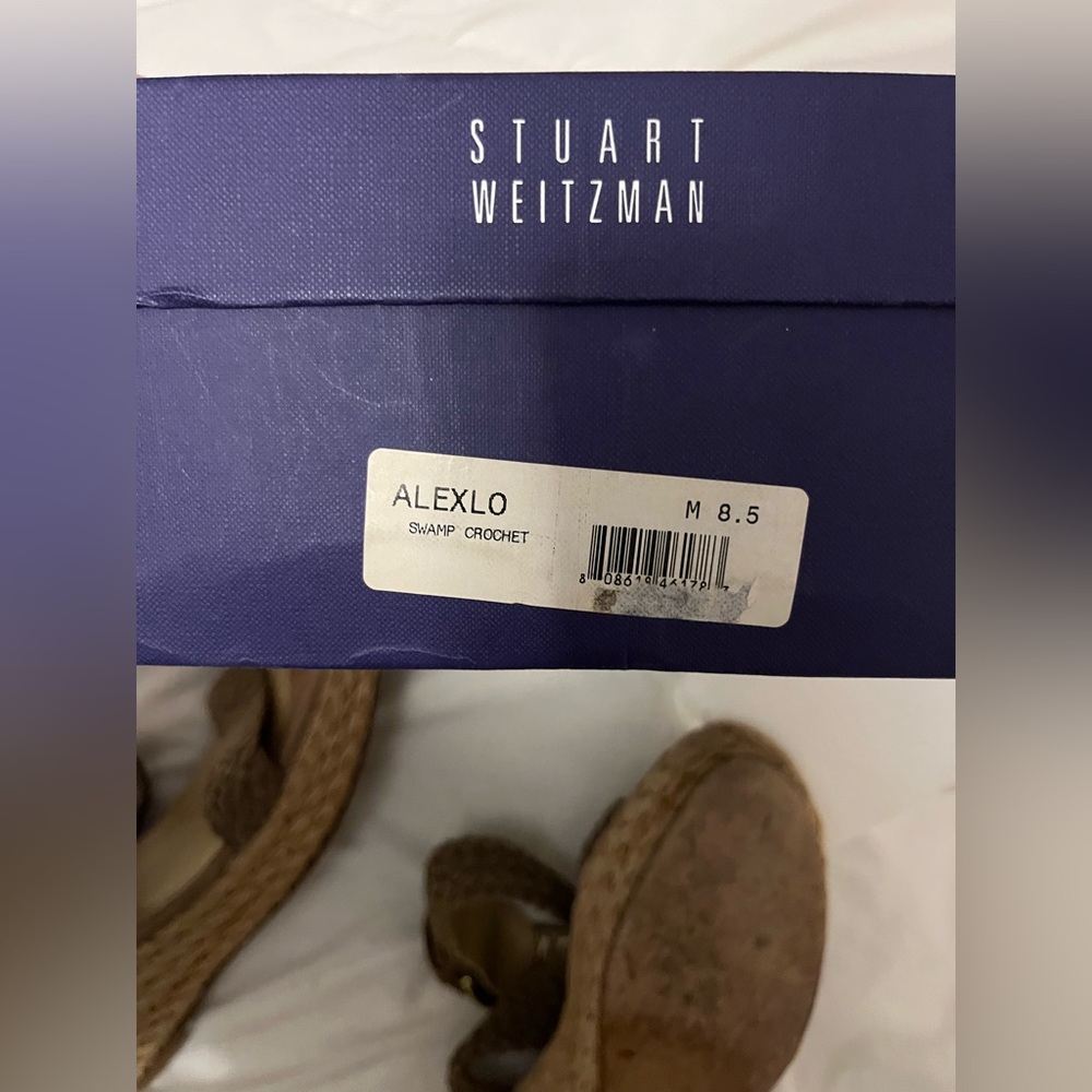 Stuart Weitzman Alexlo Swamp Crochet Espadrille Wedge Sandals - Picture 9 of 11